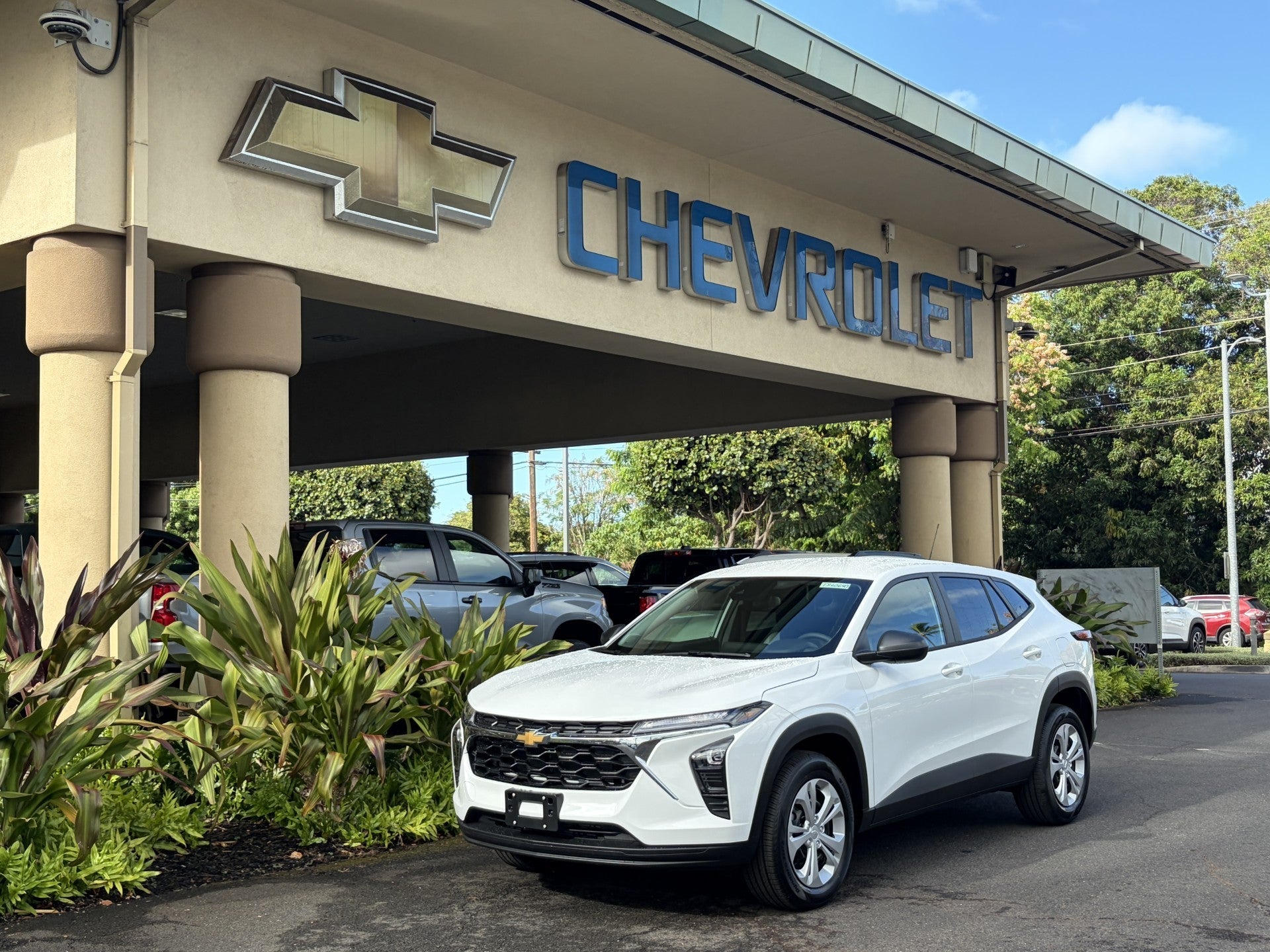 2026 Chevrolet Trax LS in Summit White — front three-quarter view